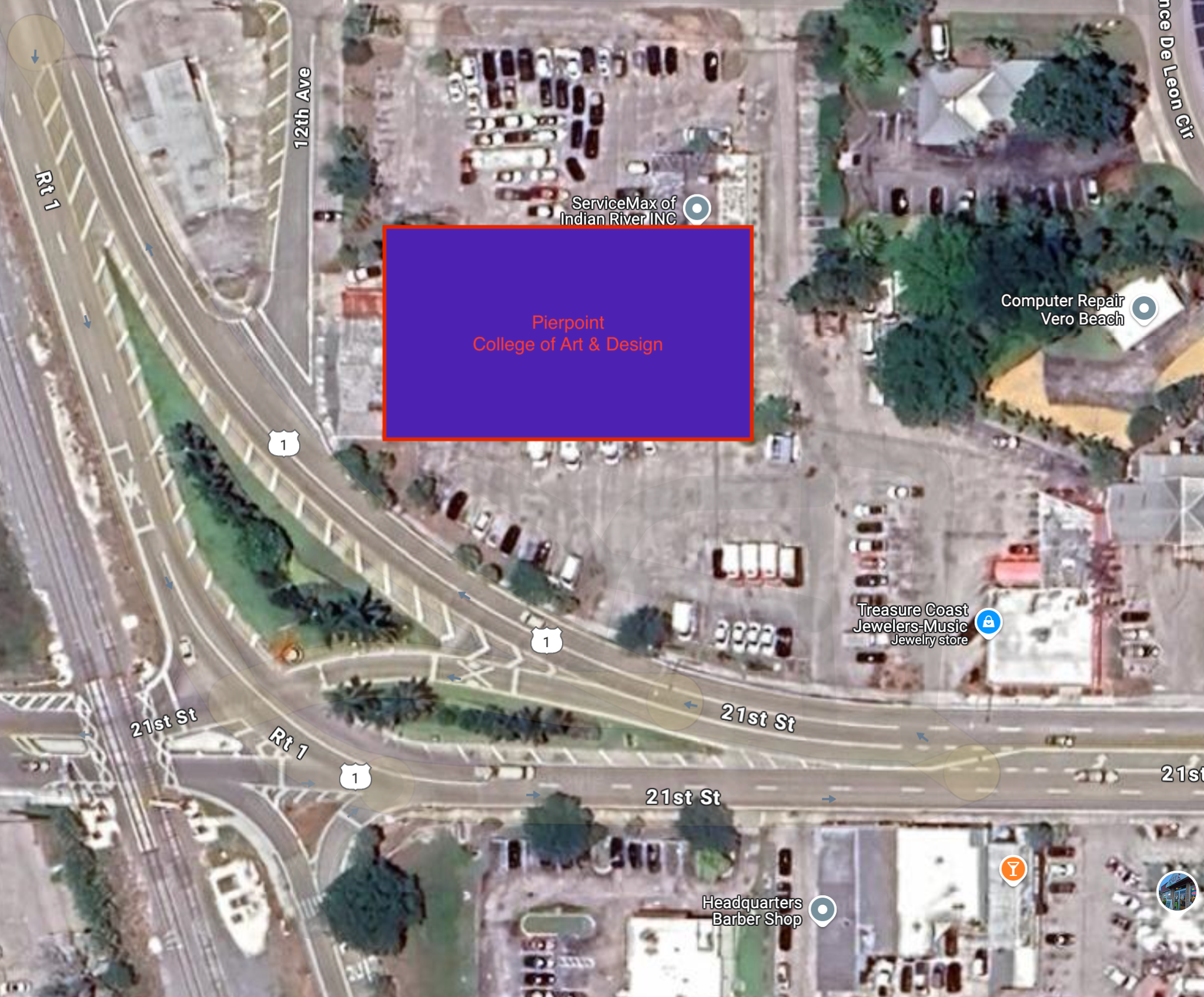 Aerial concept study of a possible US 1 location